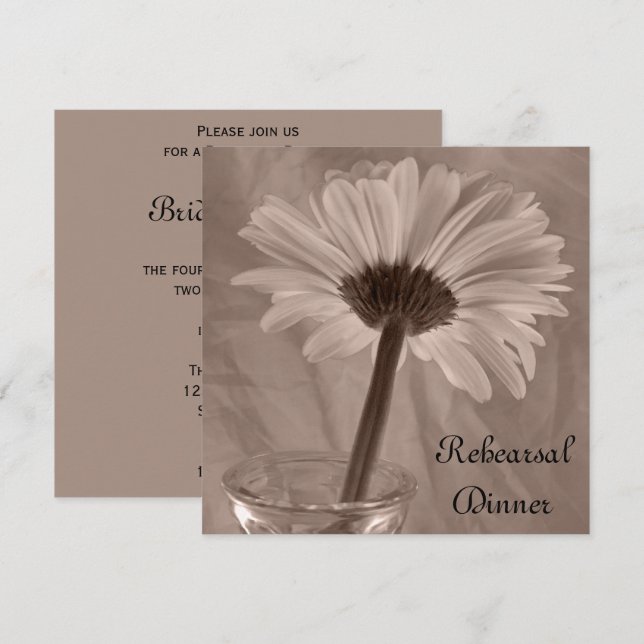 Light Pink Gerber Daisy Wedding Rehearsal Dinner Invitation (Front/Back)