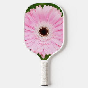 Light Pink Gerbera Daisy Floral Personalized Pickleball Paddle