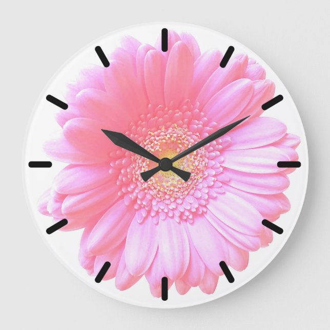 Light pink gerbera daisy large clock (Front)