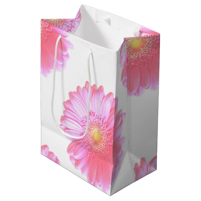 Light pink gerbera daisy medium gift bag (Front Angled)
