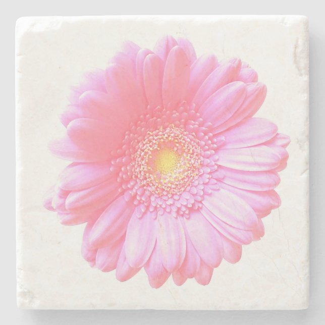 Light pink gerbera daisy stone coaster (Front)