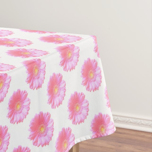 Light pink gerbera daisy tablecloth (In Situ)