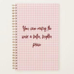 Light Pink Gingham Pattern Planner