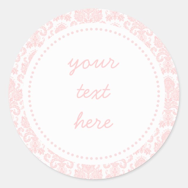 Light Pink Girly Damask Label (Front)