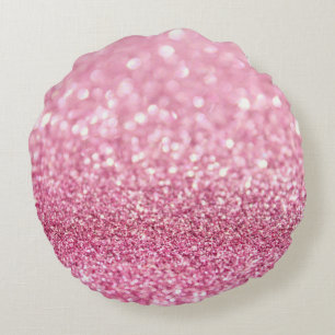 Light Pink Glitter Round Throw Pillow