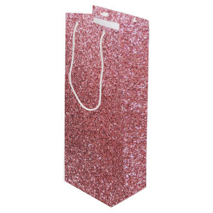 Light pink glitter wine gift bag