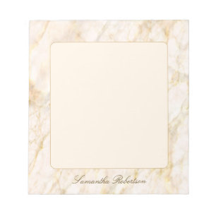 Light Pink Gold Brown Elegant Marble Custom Name Notepad