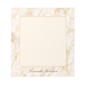 Light Pink Gold Brown Elegant Marble Custom Name Notepad
