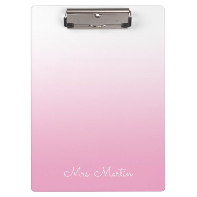 Light Pink Gradient Personalized Teacher Clipboard (Front)