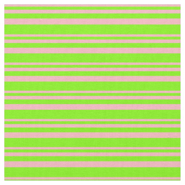 Light Pink & Green Coloured Lined/Striped Pattern Fabric (Close Up)