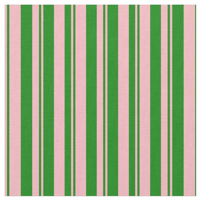 Light Pink & Green Coloured Stripes/Lines Pattern Fabric (Close Up)