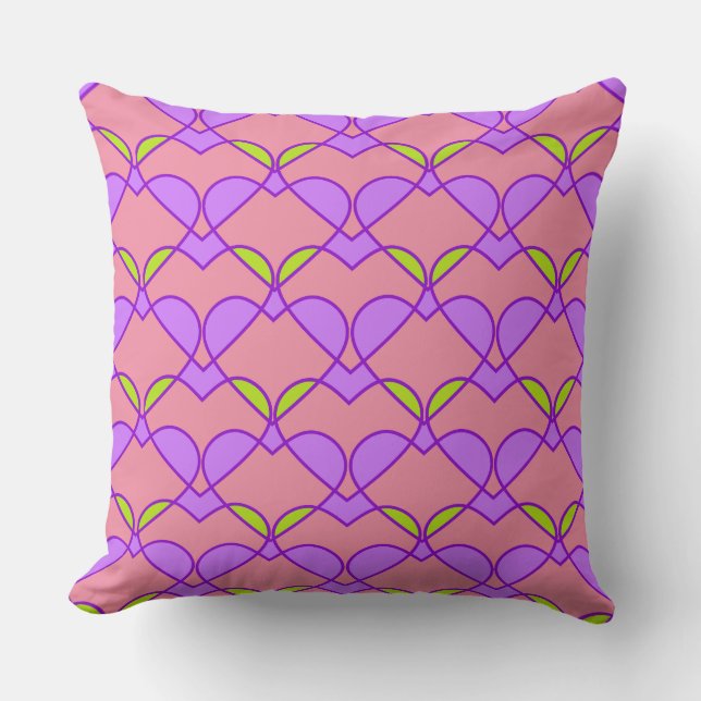 Light Pink Hearts Overlapped  Throw Pillow (Front)
