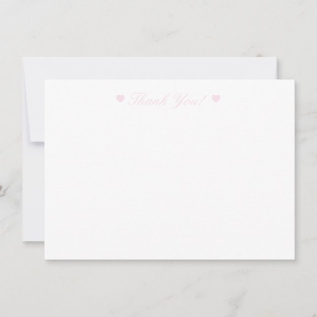 Light Pink Hearts Thank You Flat Card (Front)