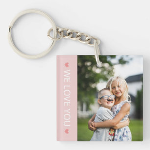 Light Pink Hearts We Love You Photo Keychain
