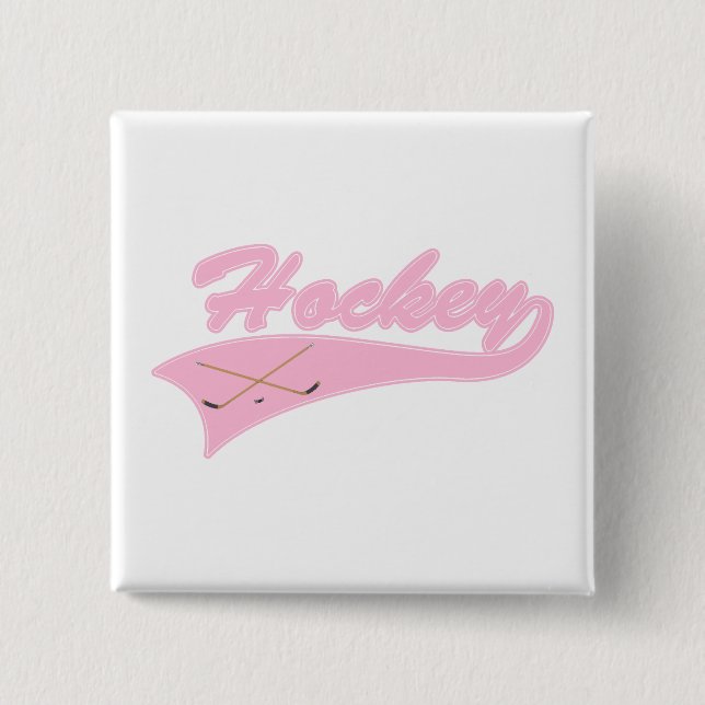 Light Pink Hockey Logo 2 Inch Square Button (Front)