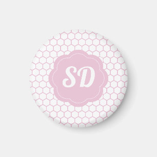Light Pink Honeycomb Custom Monogram Magnet