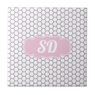 Light Pink Honeycomb Custom Monogram Tile