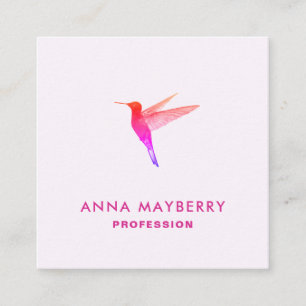 Light Pink Hummingbird Square Business Card