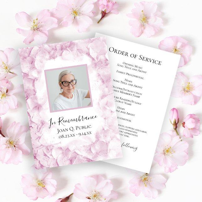 Light Pink Hydrangea Flowers Funeral Service Program (Creator Uploaded)