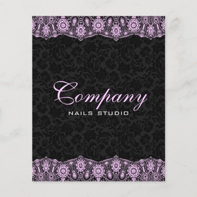 Light Pink Lace On Black Damasks Flyer (Front)