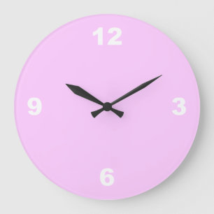 Light Pink Large White Numbers Wall Clock