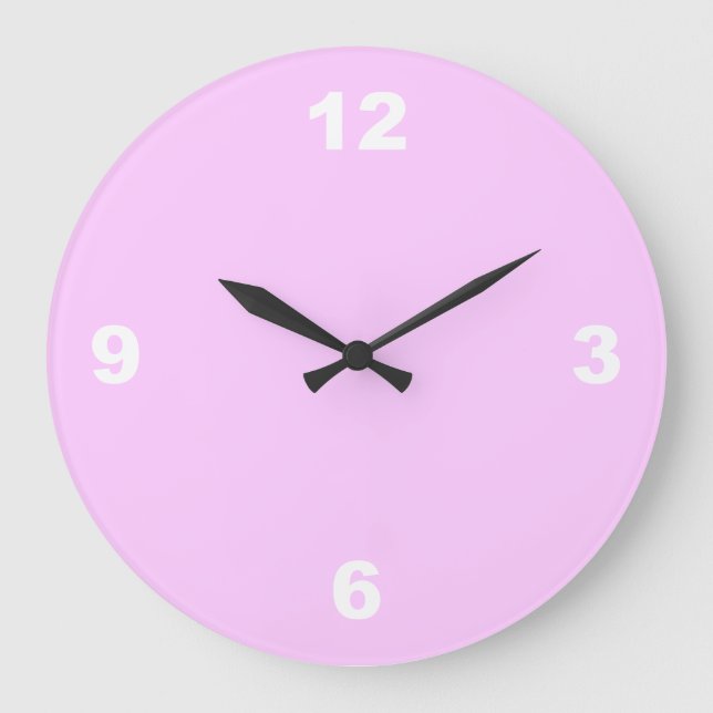 Light Pink Large White Numbers Wall Clock (Front)