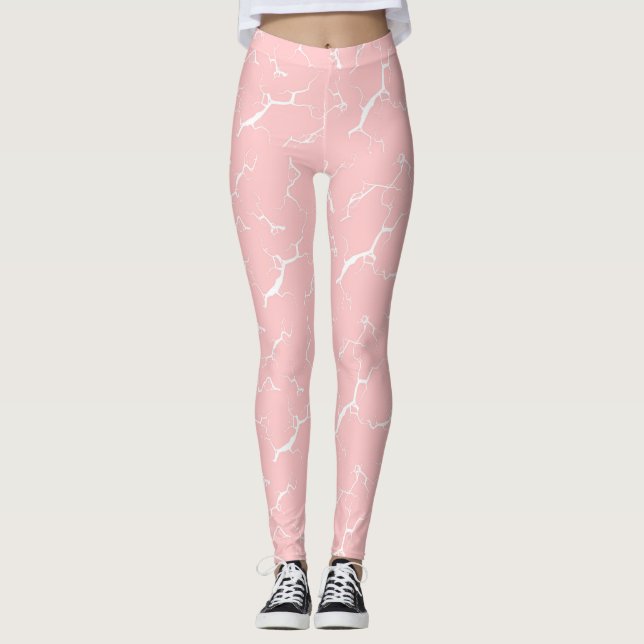 light pink leggings with tie-dye design (Front)