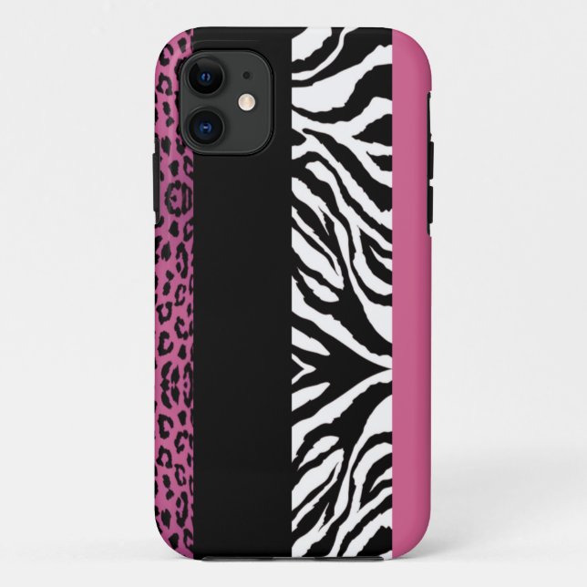 Light Pink Leopard and Zebra Custom Animal Print Case-Mate iPhone Case (Back)