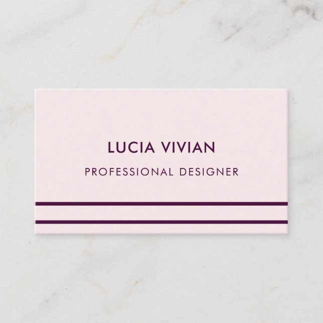 Light Pink Line Minimalist Modern Professional Business Card (Front)
