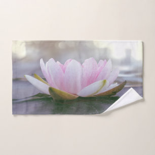 Light Pink Lotus Flower Landscape Bath Towel Set