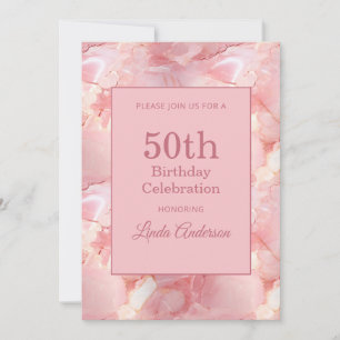 Light Pink Marble 50th Birthday Invitation