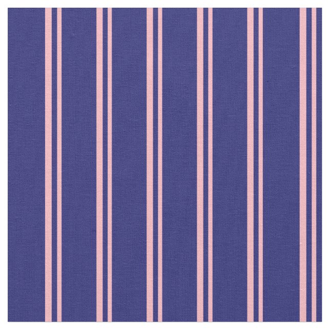 Light Pink & Midnight Blue Coloured Lined Pattern Fabric (Close Up)