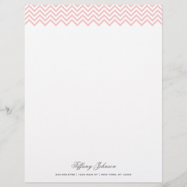 Light Pink Modern Chevron Border Letterhead (Front)