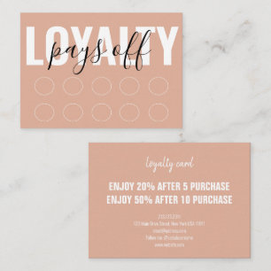 Light Pink Modern Minimalist Punch Script Loyalty Card