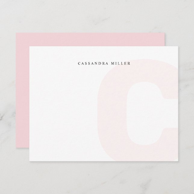Light Pink Monogram Background Full Name Card (Front/Back)