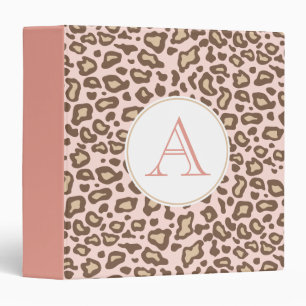 Light Pink Monogram Leopard Binder