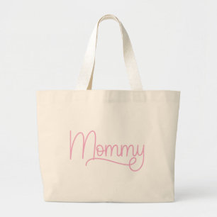Light Pink Monoline Mommy Large Tote Bag