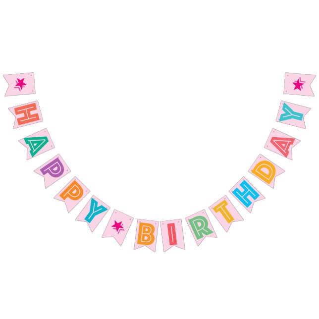 LIGHT PINK MULTICOLORED ☆ HAPPY ☆ BIRTHDAY ☆ SIGN (All)