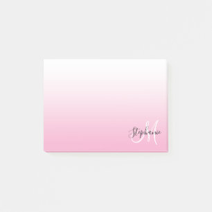 Light Pink Ombre Elegant Monogram Post-it Notes