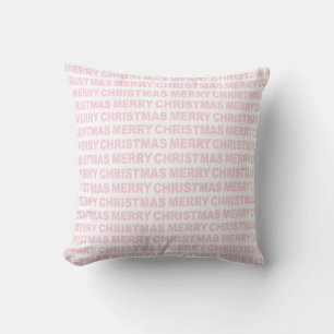 Light Pink on White Christmas Typography Throw Pillow