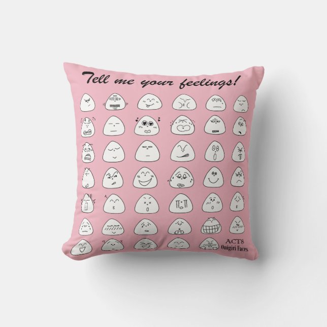 Light Pink Onigiri Throw Pillow (Front)