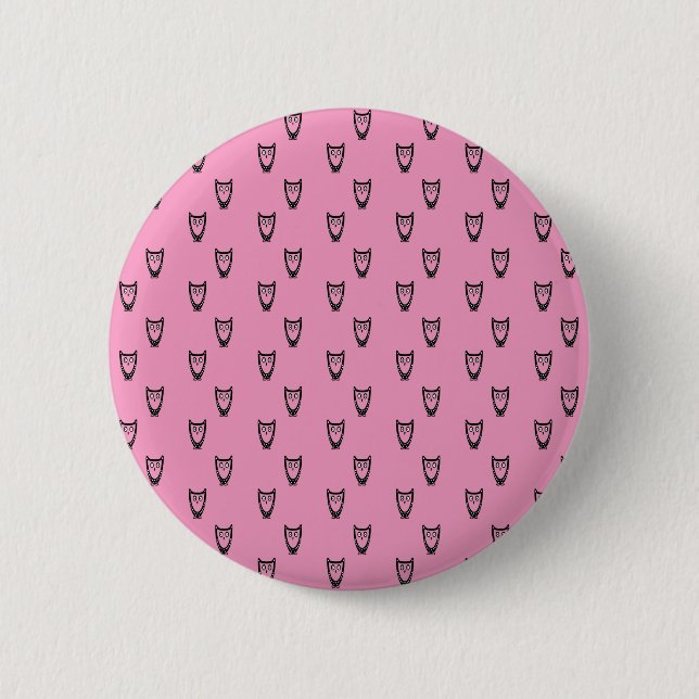 Light pink owl pattern 2 inch round button (Front)