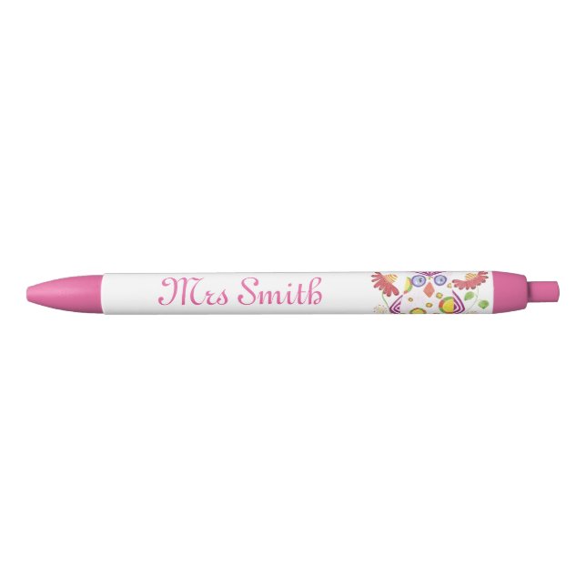 Light pink owl teacher personalized pen (Front)