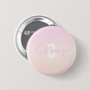 Light Pink & Peach Gradient Ombre Name & Monogram  2 Inch Round Button