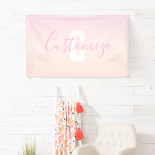 Light Pink & Peach Gradient Ombre Name & Monogram Banner
