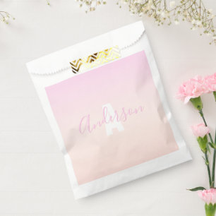 Light Pink & Peach Gradient Ombre Name & Monogram Favour Bag