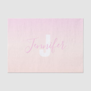 Light Pink & Peach Gradient Ombre Name & Monogram  Tissue Paper