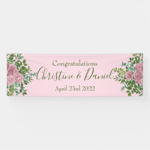 Light Pink Peony & Rose Floral Wedding Banner
