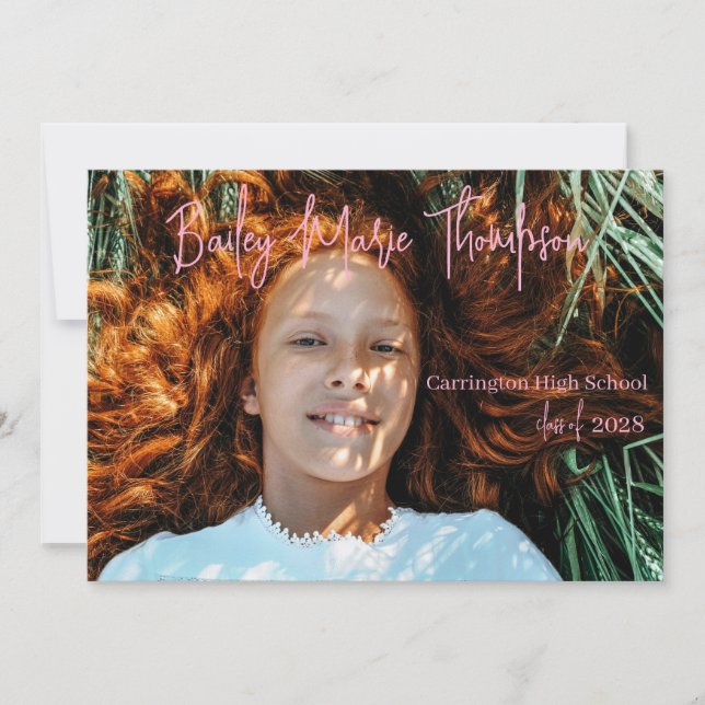 Light Pink Photo Graduation Announcement (Front)