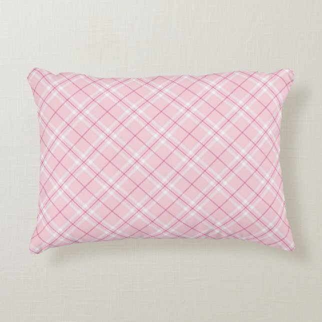 Light Pink Plaid Accent Pillow (Front)